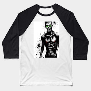 GREEN EYED CREEPY HALLOWEEN ZOMBIE Baseball T-Shirt